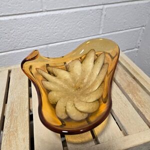 Vtg Fratelli Toso Murano Glass‎ Bowl Ashtray Candy Dish Flower Swirl MCM Decor